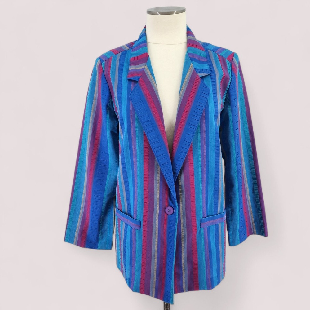 Vintage Longline Blazer 80s Maximalist Colorful Steampunk Dixie Bold Funky 12